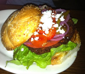 Roasted Zucchini and Garbanzo Bean Burger at the Hilt Bar in Portland, OR